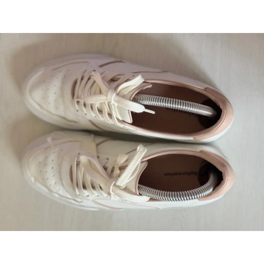 Reformation Harlow Leather Low Top Sneakers White Blush Pink Sustainable Shoes